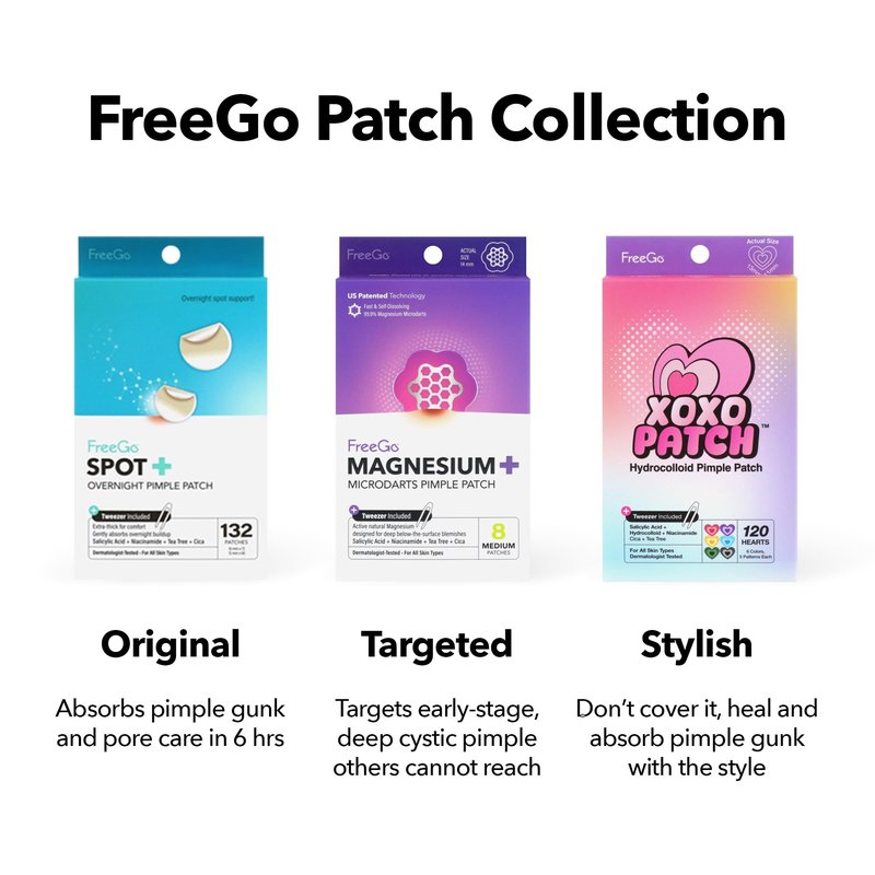 FreeGo Spot+ Hydrocolloid Overnight Patches for Face, Large Patches for Breakouts, Zit, Blemish Spot, Facial Stickers, Korean Pimple Patches (132 Counts)