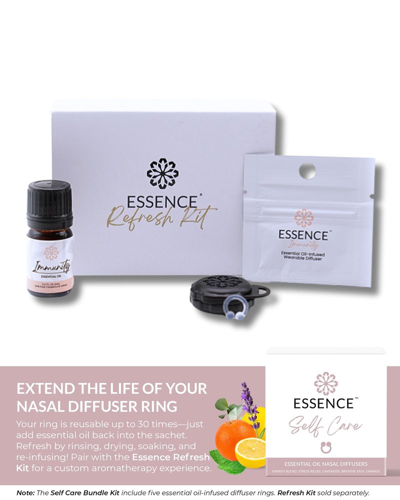 Essence Nasal Diffuser Self Care Bundle – Essential Oil Silicone Nose Rings for Stress, Energy & Mental Clarity – Wearable Aromatherapy Pack for Wellness & Mood Balance