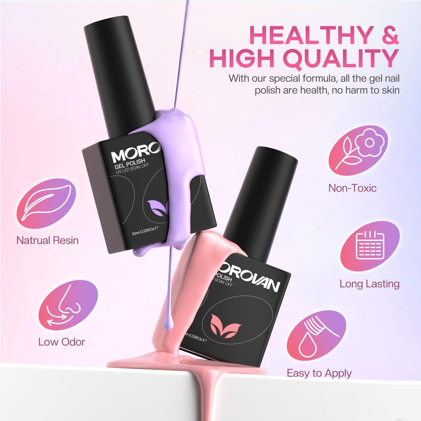 Morovan Gel Nail Polish Kit: 36 Colors Gel Nail Polish Set with with U V Light Soak Off Gel Nail Kit with Pure & Glitter Gel Polish for Beginner Nail Art DIY Manicure