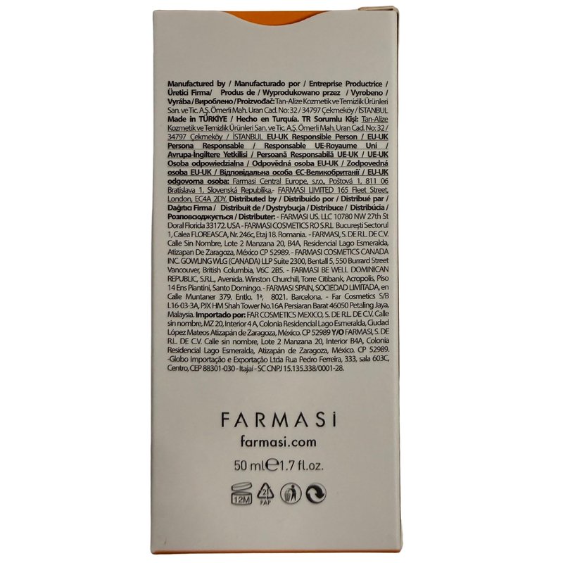FARMASi Dr. C. Tuna Sun Face Cream Care SPF 50, Broad Spectrum UVA UVB Protection, Lightweight Water Resistant Sunscreen Lotion with Hydration Support, For All Skin Types, 1.7 fl oz