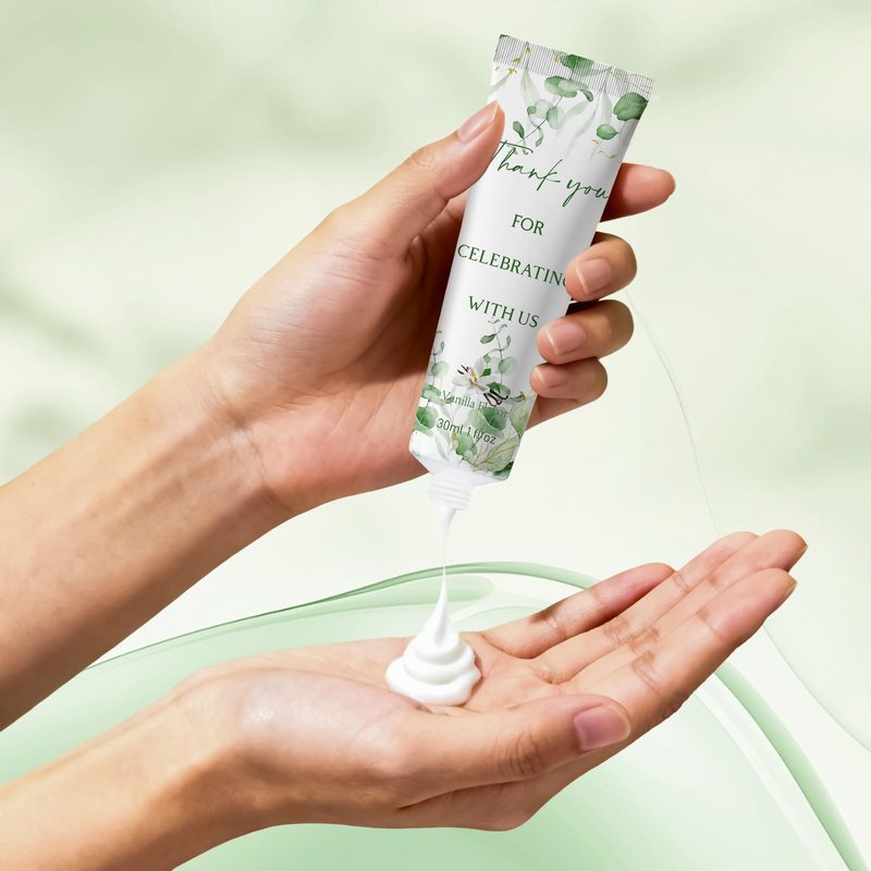 50 Sets Moisturizing Hand Cream Lip Balm Gift Kit for Wedding Return Thank You Welcome Gifts Sage Green Eucalyptus Leaf Theme Baby Shower Birthday Gifts Party Favors Games Prizes Winter Wedding Guests