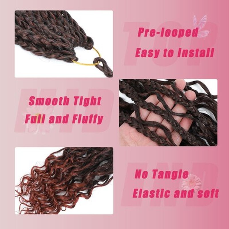 Goddess Box Braids Crochet Hair 14 inch 8Packs Pre Looped Boho Box Braids Braiding Hair Curly Ends Bohomian Crochet Box Braids (T/350#, 14 inch)