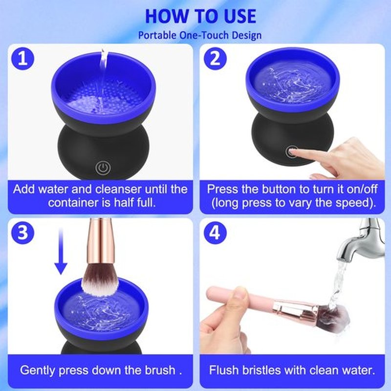 Catcan Brush Cleaner Makeup, Electric Makeup Brush Cleaner, Makeup Brush Cleaner Machine, Portable Automatic Cosmetic Brush Cleaner Tools, Paint Brush Cleaner Spinner, Fits for All Size Brushes
