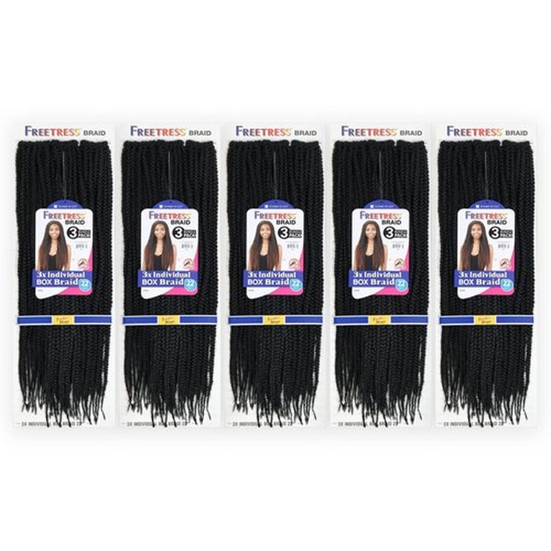 Freetress Braid 3 Bundle Pack 3X INDIVIDUAL BOX BRAID 22" (5-Pack, T530)