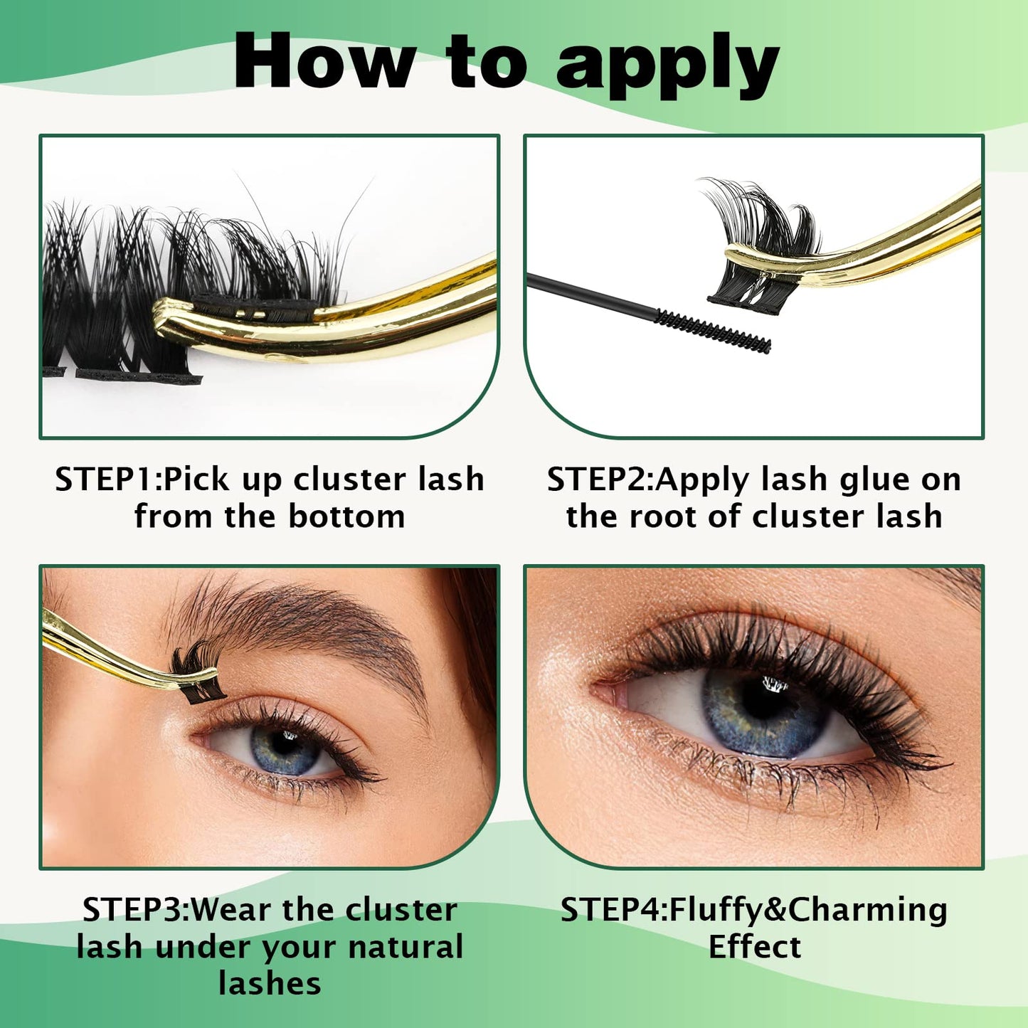 Lash Clusters,96 Pcs Cluster Lashes D Curl 18mm DIY Lash Extensions Eyelash Clusters,KEYYOU Volume Wispy Individual Lashes Soft&Comfortable Easy DIY at Home(Y10,D-18mm)