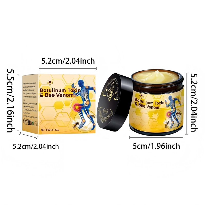 2 Pcs Botulinum Bee Venom Bone Healing Cream,Soothing Joint Muscle Rub for Back, Neck, Hands, Feet.