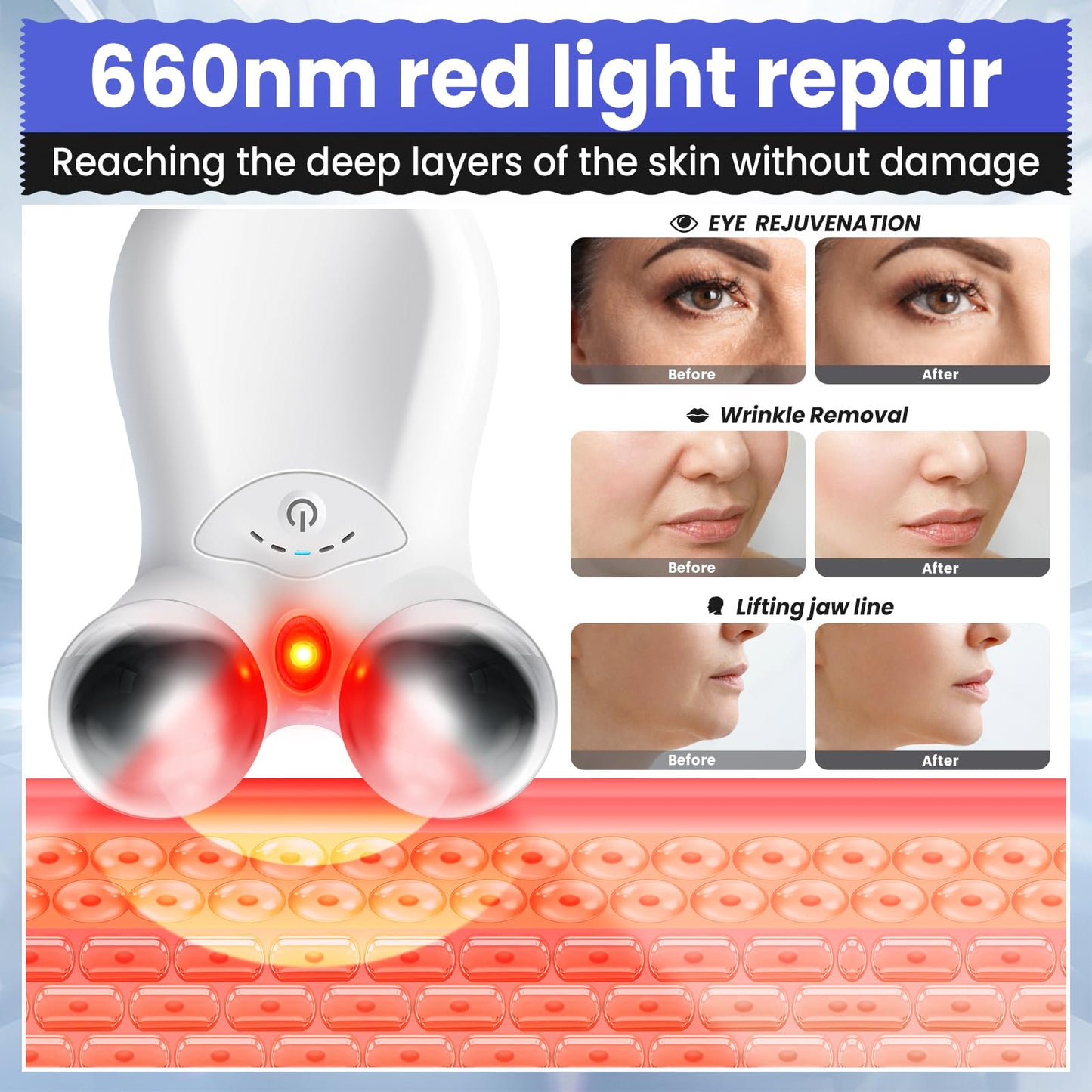 Microcurrent Facial Device,Latest Red Light Technology,Enhances The Ability to Lift The Face and Tighten The Skin,USB Red Light Device for Face,for Facial Wrinkle Equipment