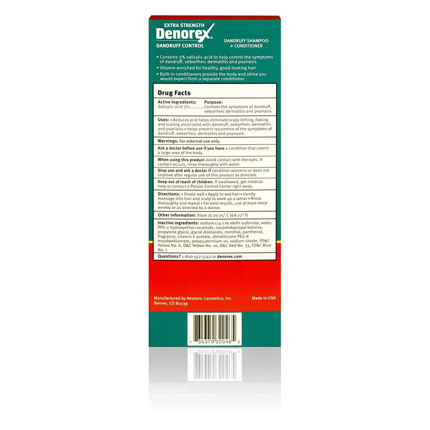 Denorex (Pack of 2) Dandruff Control Extra Strength Shampoo + Conditioner, 10 fl oz each