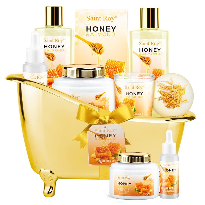 Shower kit gift Birthday Spa Gifts for Women, Honey Almond Bath Gift Set for Women, Spa Gift Basket for Women & Men, Home Spa Gift Set, Self-Care Spa, Bath Gifts Christmas, Mother Day, Anniversary