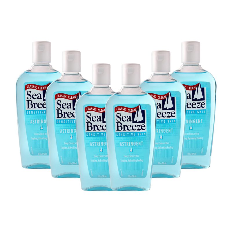 Sea Breeze Astringent Sensitive Skin - Facial Cleanser with Natural Oils for Deep Pore Cleansing and Acne Control - Refreshing Face Cleanser - 6 pc