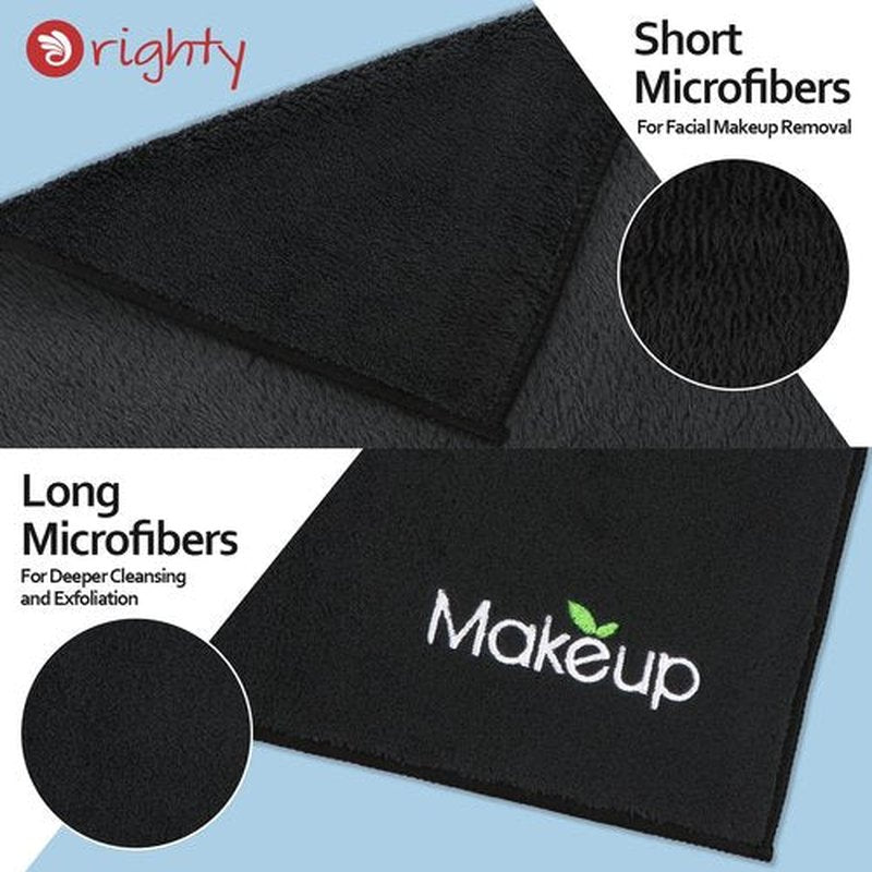 Orighty 12 Pack Premium Makeup Remover Wash Cloths - Super Soft, Quick Dry Microfiber Coral Fleece Face Makeup Towels for Cleansing, 13 x 13 Inch, Black