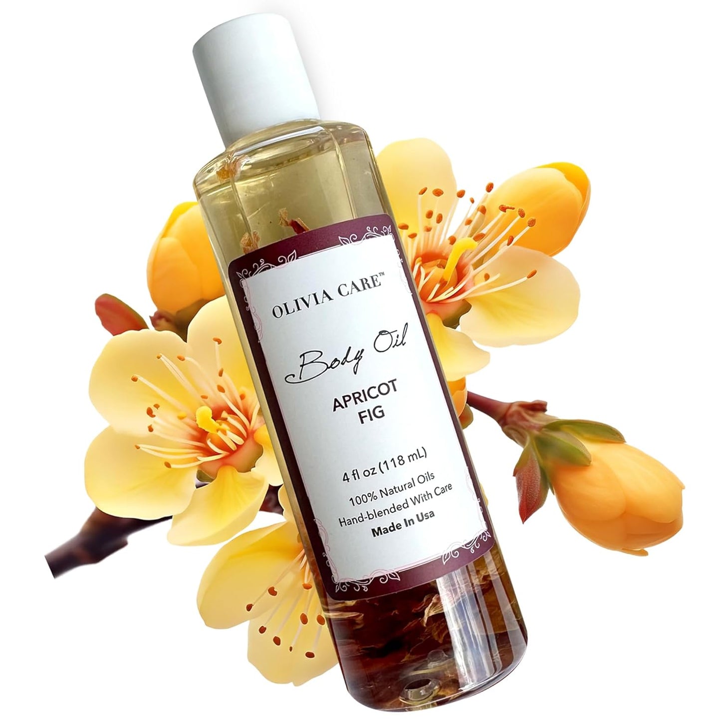 Olivia Care 3 Pack Body Oils: Apricot Fig, French Rose, Jasmine Gardenia - Natural Perfume Oils For Women & After Bath Oils Body Moisturizers, Rich in Vitamin E, K, & Omega (3 Scents)