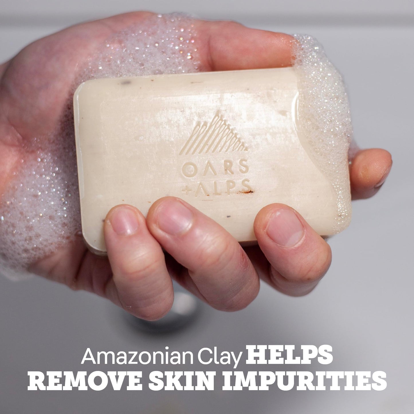 Oars + Alps Exfoliating & Moisturizing Bar Soap for Men, Deep Cleaning Soap, Clean Ingredients, All Skin Types, Shea Butter, Jojoba Oil, 1pk