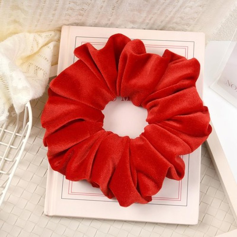 CEELGON Red Big Velvet Scrunchie 6.5 Inches Jumbo Scrunchies Hair Ties Oversized Ponytail Holder for Thick Curly Hair Extra Large Hair Accessories for Women (Red)