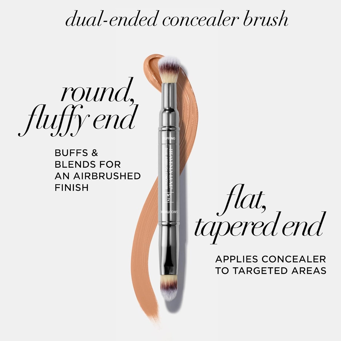 IT Cosmetics Heavenly Luxe Dual Airbrush Concealer Brush #2 - Dual-Ended, 2-in-1 Brush for Liquid & Cream Concealer - Buff Away Imperfections - With Award-Winning Heavenly Luxe Hair Silver