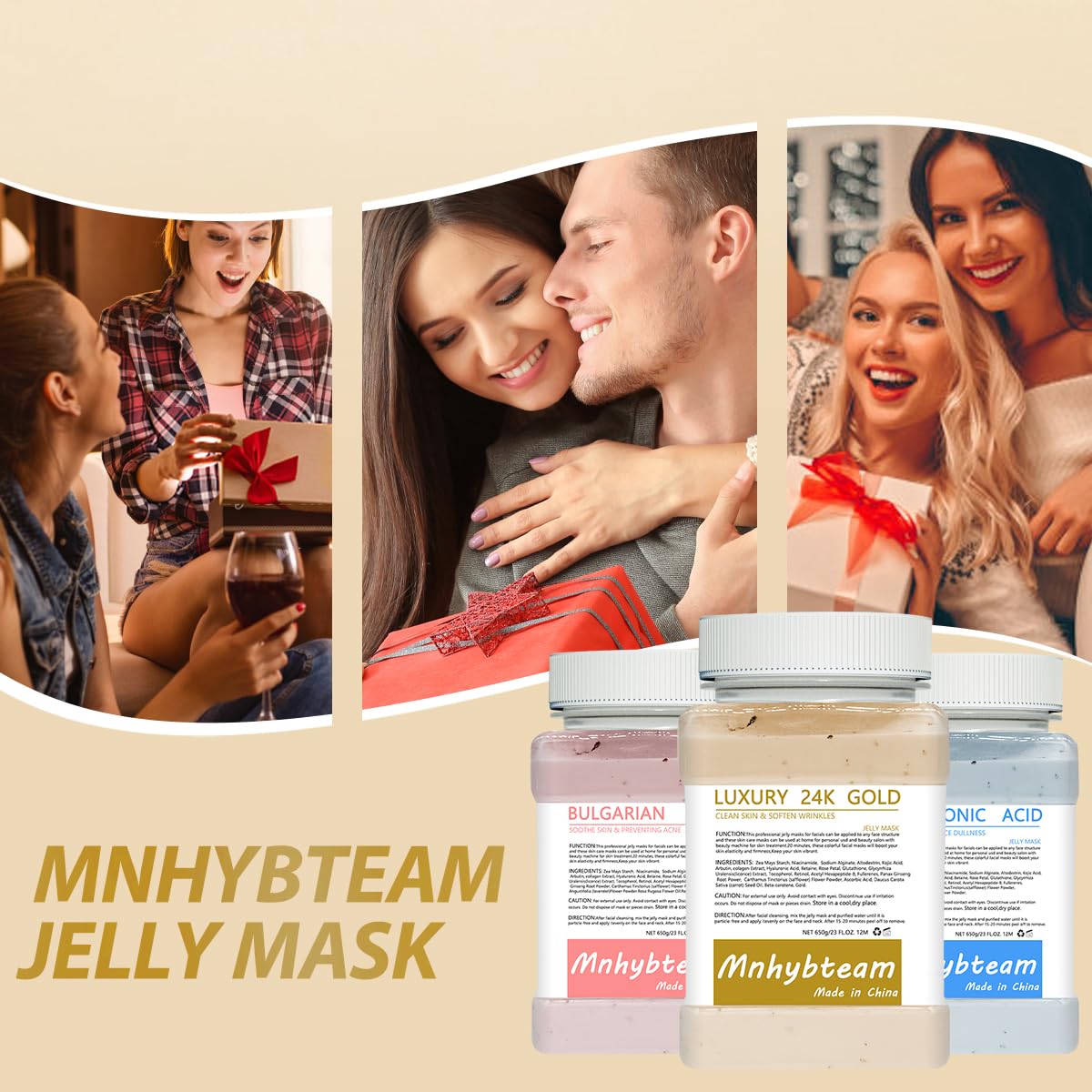 Mnhybteam Jelly Masks For Facials Professional, hydrojelly Mask SkinCare Spa Face Mask Gel Powder Hydrating & Deeply Purifying hydrojelly Mask Spa Set, (Bulgarian Rose Pack of 1), 23 Fl Oz