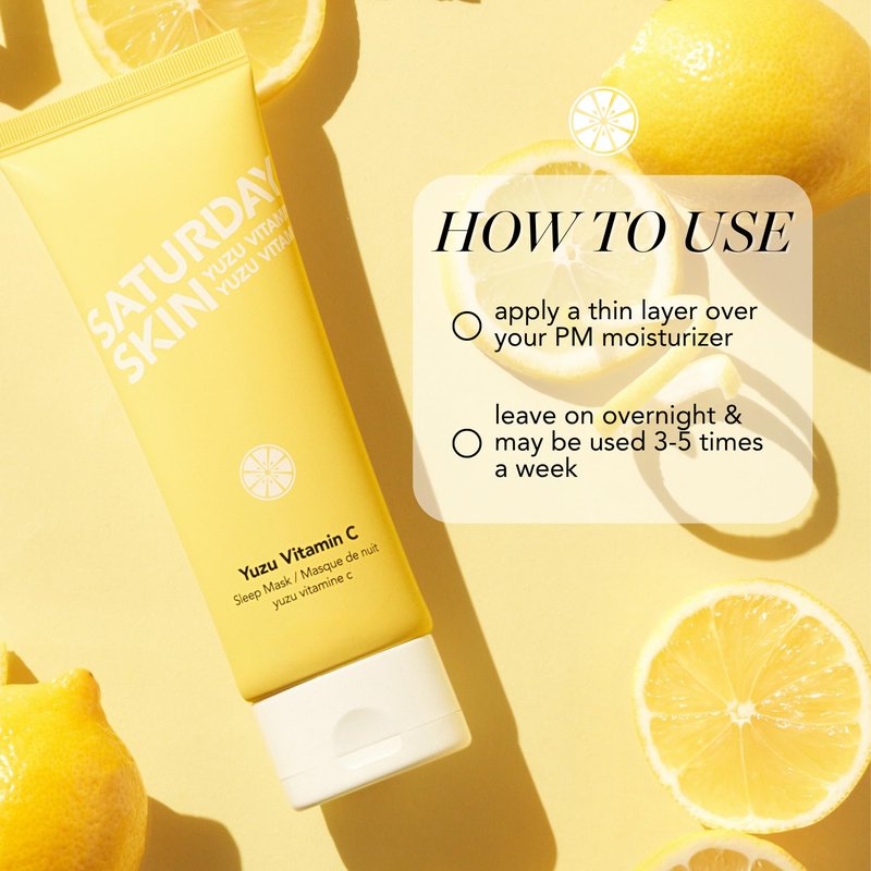 Saturday Skin Yuzu Vitamin C Sleep Mask Regenerist Retinol Ultra Rich Face Moisturizer Cream Smooth Skin and Reduce Wrinkles Ideal for All Skin Types 50ml(Tube)
