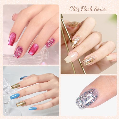 CANNI 1 Pcs Purple Glitter Gel Nail Polish, Shimmer Sparkly Light Purple Colors Gel Polish Soak Off Led Nail Art Gel Manicure Salon DIY