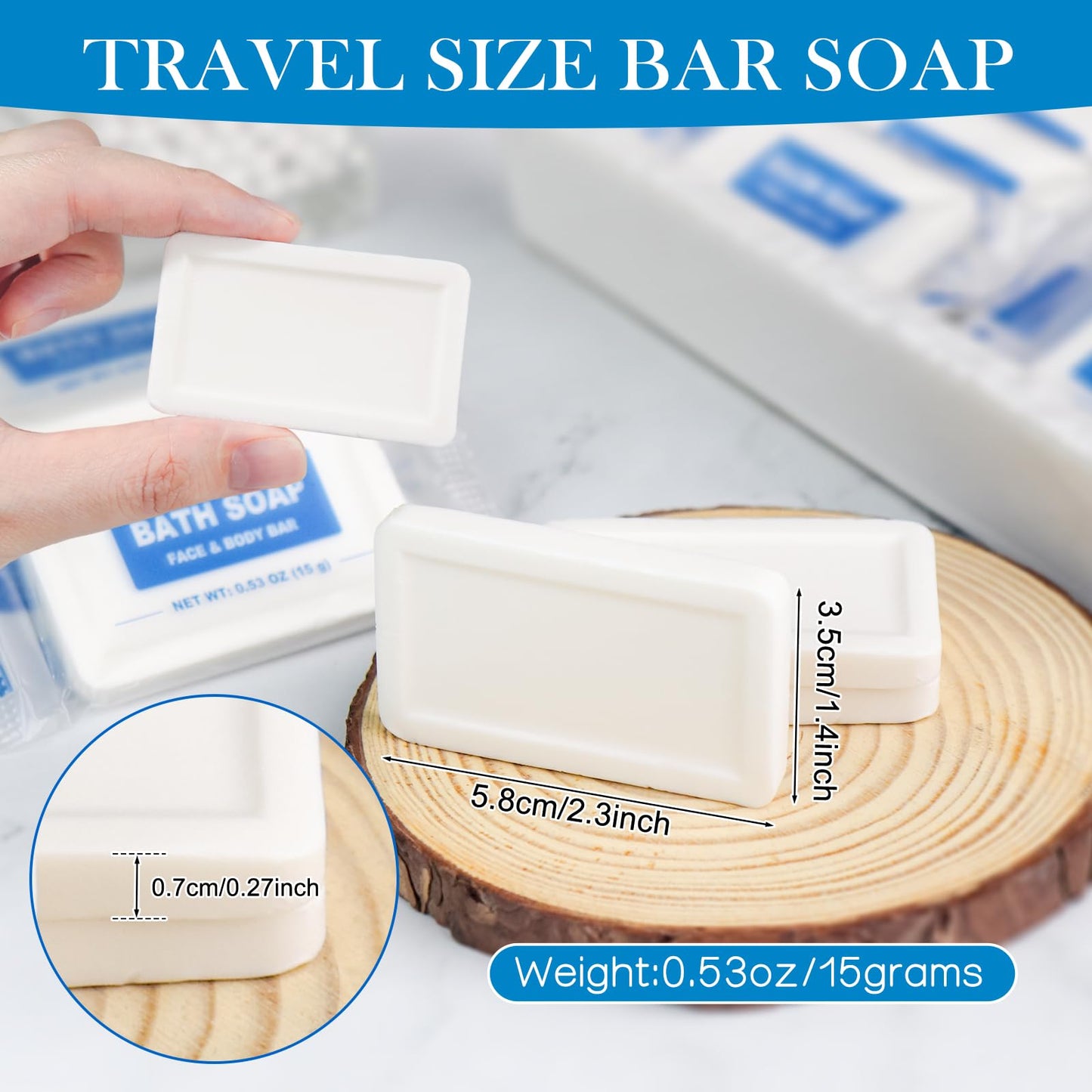 HAIFOTRVA 10 Pack Mini Travel Size Bar Soap Bulk,0.53 oz/15 grams Individually Wrapped Small Disposable Hotel Soap Bars Toiletries for Church,Homeless Gifts,Bathroom,Guest