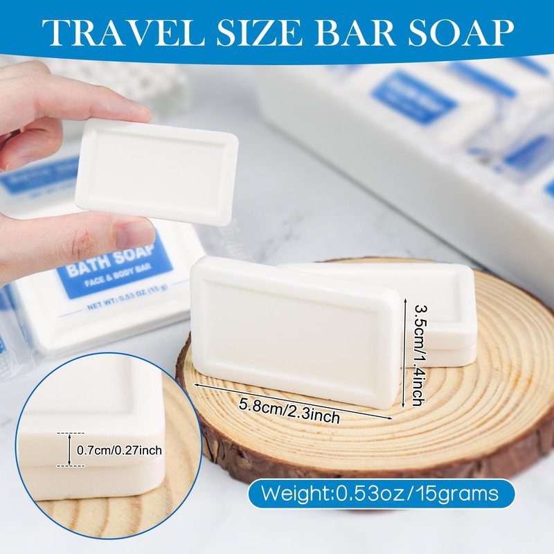 HAIFOTRVA 10 Pack Mini Travel Size Bar Soap Bulk,0.53 oz/15 grams Individually Wrapped Small Disposable Hotel Soap Bars Toiletries for Church,Homeless Gifts,Bathroom,Guest
