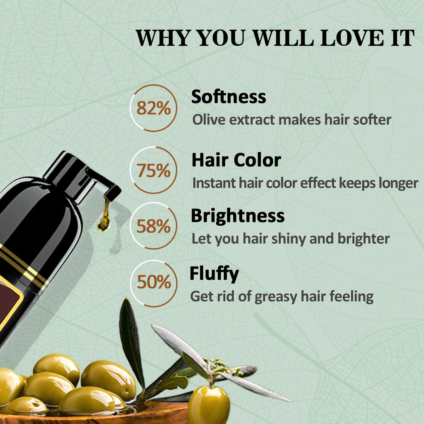 Instant Hair Color Shampoo, Natural Brown Hair Dye Shampoo 3 in 1 for Men & Women, Long Lasting Para Canas, Easy to Use Brown Hair Shampoo (cherry brown)