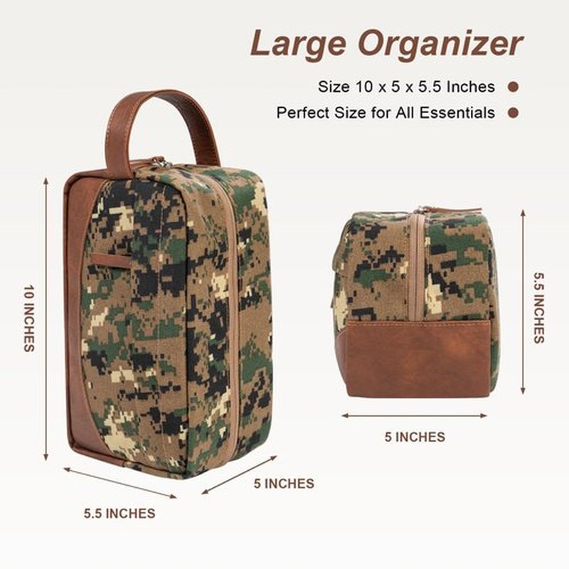 Ezday Travel Toiletry Bag for Men, Hanging Toiletry Organizer, Water Resistant Shaving Kit with Large Capacity for Travel Accessories (Camo-Green)