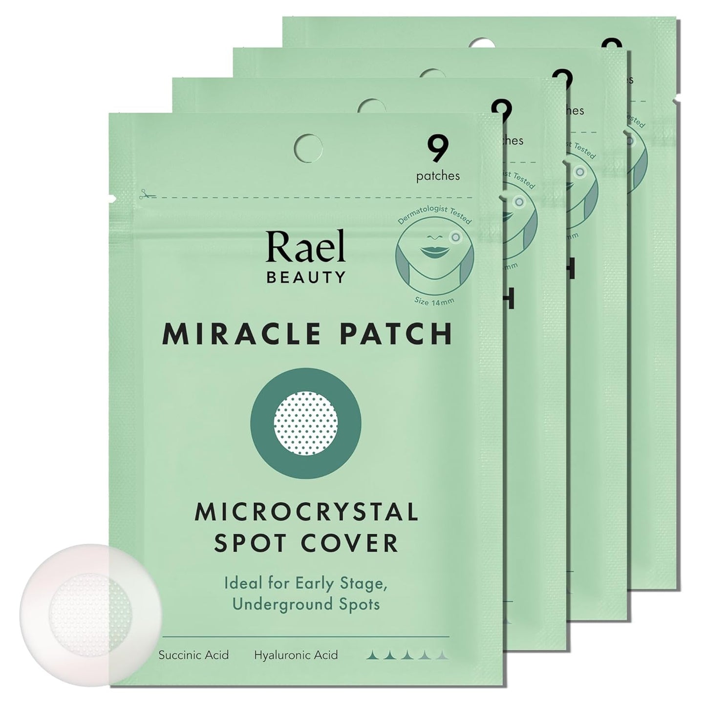 Rael Pimple Patches, Miracle Microcrystal Spot Cover - Hydrocolloid Acne Patch with Tea Tree Oil, Early Stage Zits and Blemish, Korean Skin Care, Vegan, Cruelty Free (27 Count)