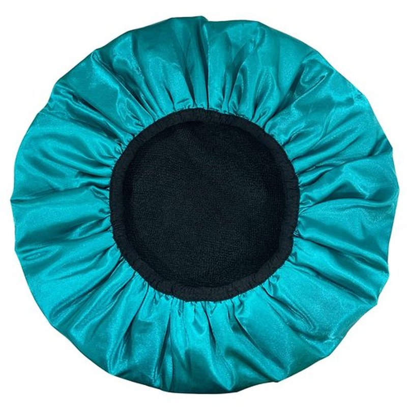 Aquior Shower Cap,Extra Large Triple Layer Bathing Cap with Dry Hair Function for Women Microfiber Terry Cloth Silky Satin 100% Waterproof Reusable Long Hair Bath Caps (Green)