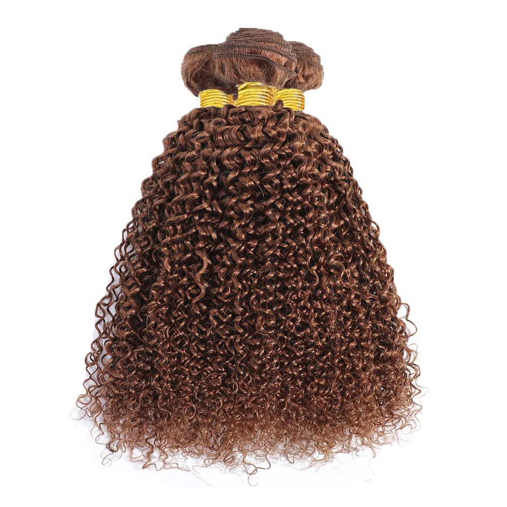 30 32 34 Inch DiexrLamx Hair Color #30 Bundles Human Hair Light Brown Curly Bundles Brazilian Virgin Hair 3 Bundles Color #30 Kinky Curly Human Hair Bundles Brown Bundles Hair Weave