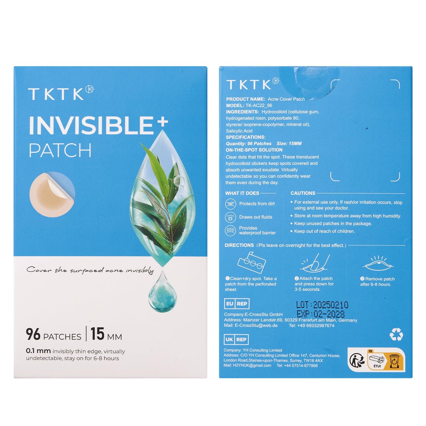 Pimple Patches, 15 mm Invisible Acne Patches for Face with Salicylic Acid, 0.01cm Extra Thin Outer Edge, Hydrocolloid Zit Patch for Pustule, Whitehead, Cystic Acne Spot, 96 Count