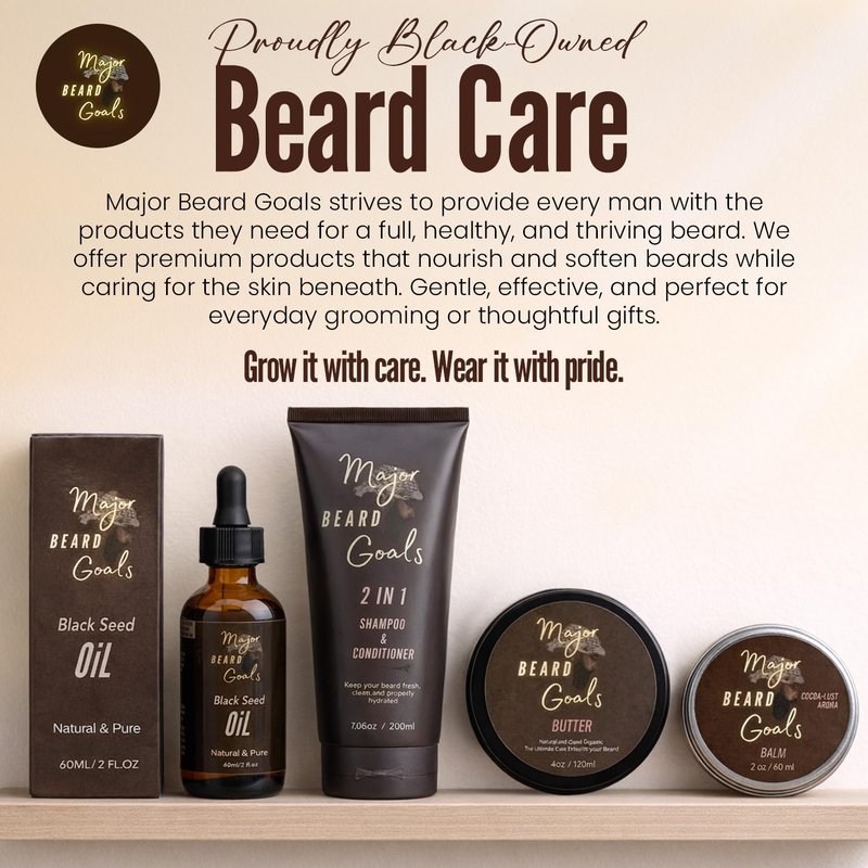 Major Beard Goals: 2-in-1 Beard Wash & Conditioner for Men - Gentle Men’s Shampoo for Beard Care & Growth, Softens, Soothes, Hydrates, & Nourishes Facial Hair, With Natural Ingredients - 7oz