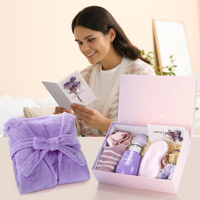 Nuogo 11 Pcs Birthday Gift for Women Mother Gifts Set Spa Gift Baskets for Women Get Well Care Package for Mom Her Wife Friend(Purple)