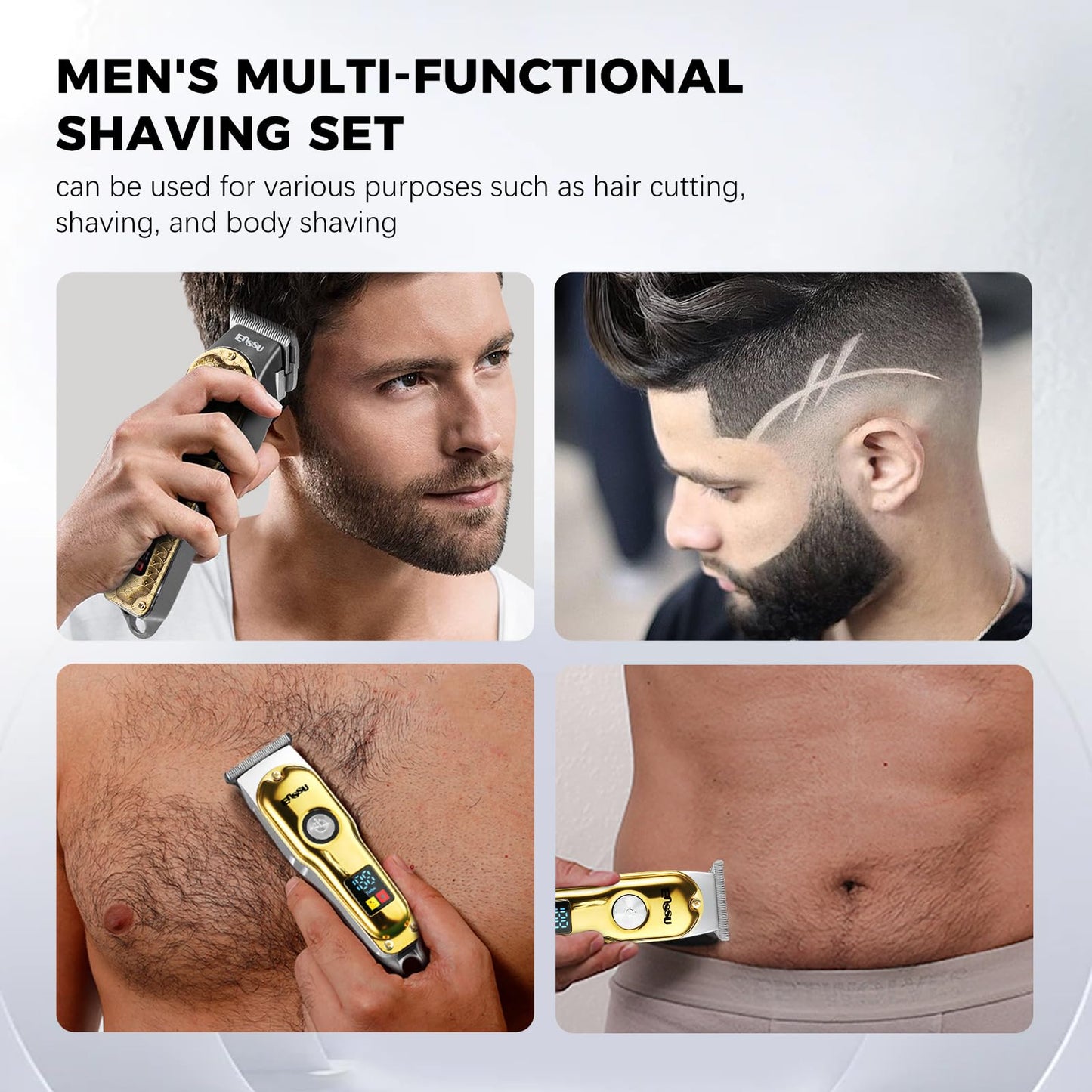 ENSSU Professional Hair Clippers for Men, Cordless Barber Clippers and Trimmers Set, Men's Hair Clippers for Hair Cutting with LED Display, Men's Grooming Kit