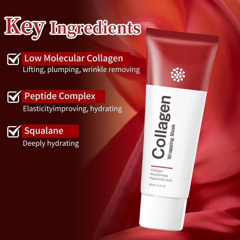 YAFUSIPE Collagen Night Wrapping Mask Hydrating Peel Off Face Mask for Women Tightening Lifting Facial Mask Skincare Anti Aging Collagen Masks for Wrinkles Fine Line Glowing 2.71oz