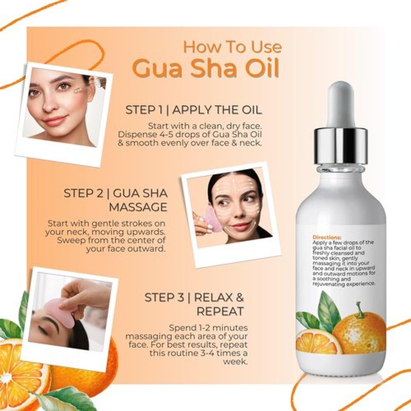 Brookethorne Naturals Gua Sha Oil for Face | Radiant Renewal Facial Oil for Gua Sha Massage & Dermaplaning | 100% Natural Hydrating Face Oil with Jojoba, Rosehip, Argan Oil & AHAs to Firm & Restore