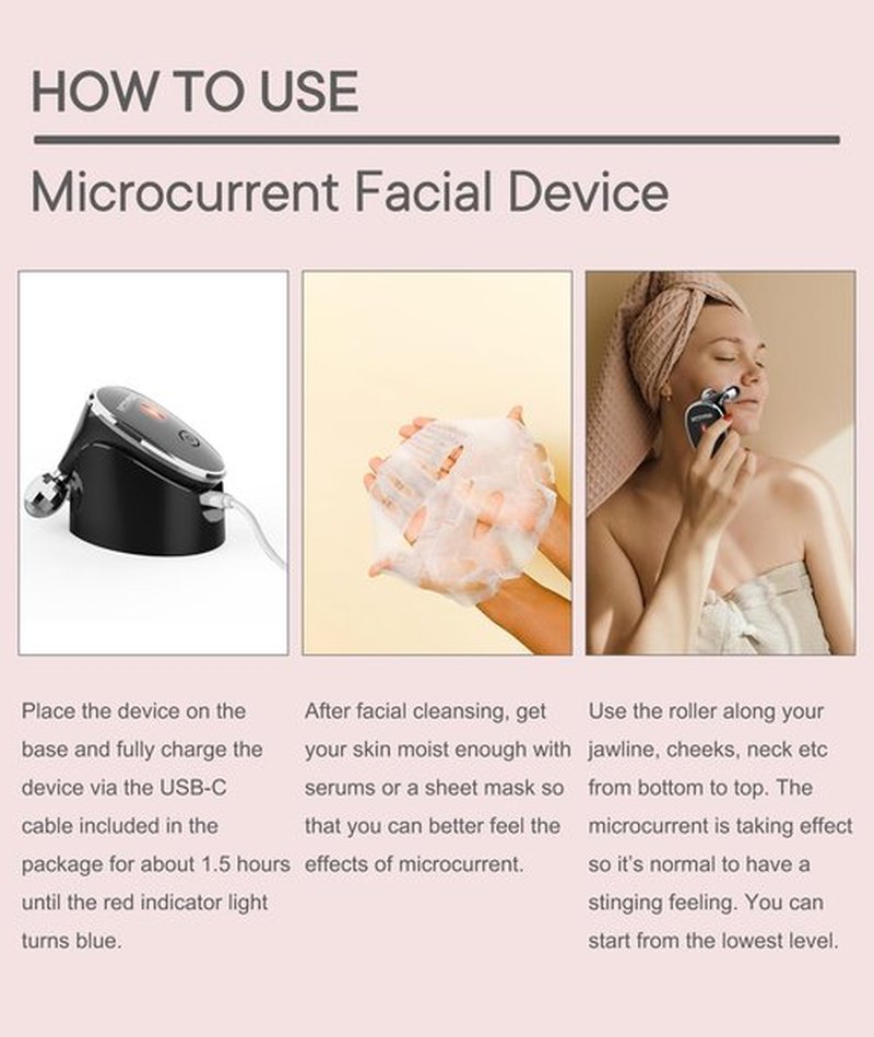 ELISHINE Micro-Current-Facial-Device, 5-in-1 Facial Roller Massager for Skin Care at Home, Face Massager Tool, Black
