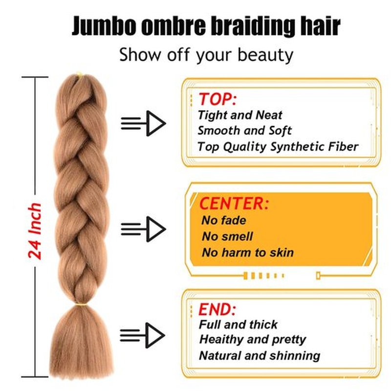 TENGSHUO FLY Brown Braiding Hair 6 Packs Synthetic Braid Hair Extensions Jumbo Ombre Braiding Hair 24 Inch or Box Braids Twist Crochet Braids(24"6Pack,Brown)