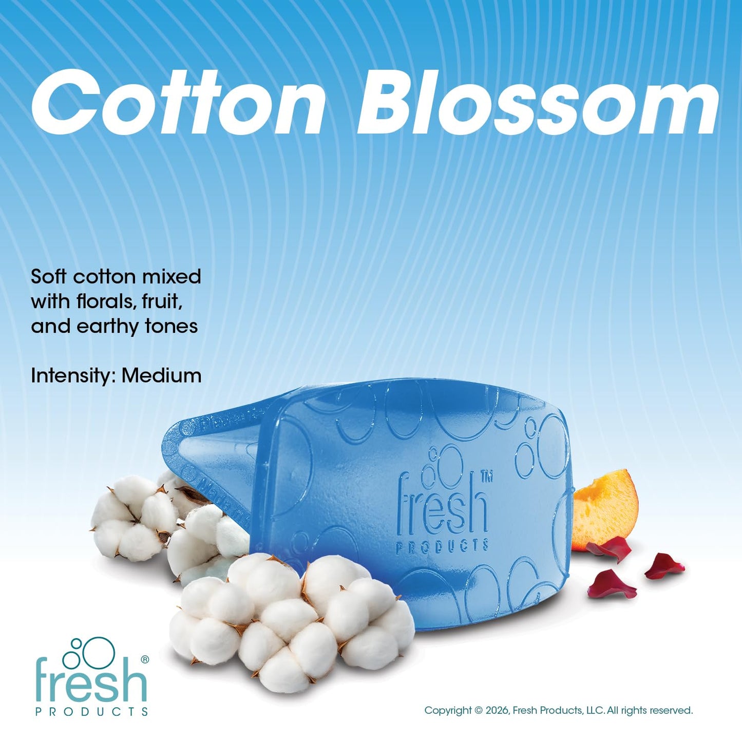 Fresh Products Eco Bowl Clip Air Freshener, Cotton Blossom, Blue, 12 Pack
