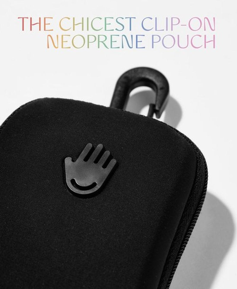 Touchland Touchette Zippered Pouch, Attachable Fashion Accessory with Snap Hook for Power Mist and Glow Mist 1FL OZ, Black