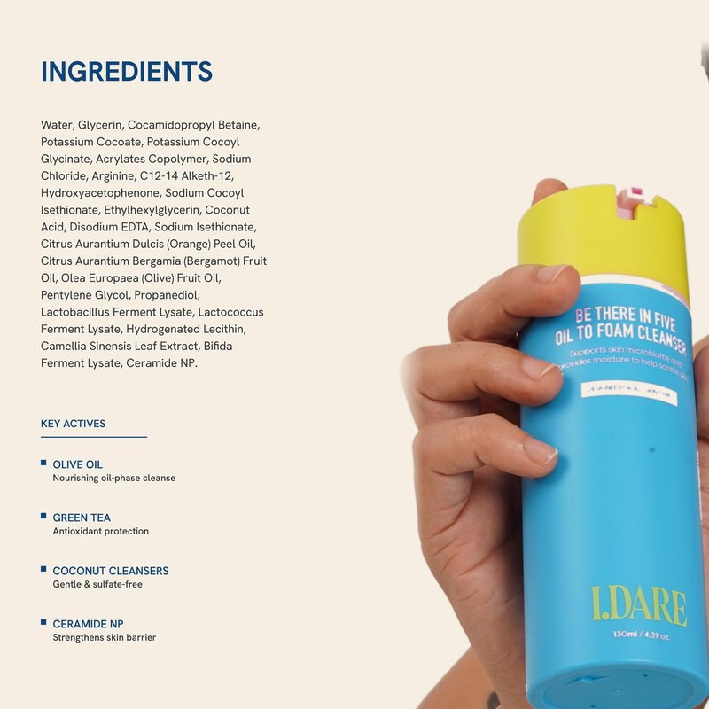 I.DARE Be There In Five Oil to Foam Face Wash & Makeup Remover 4.4oz