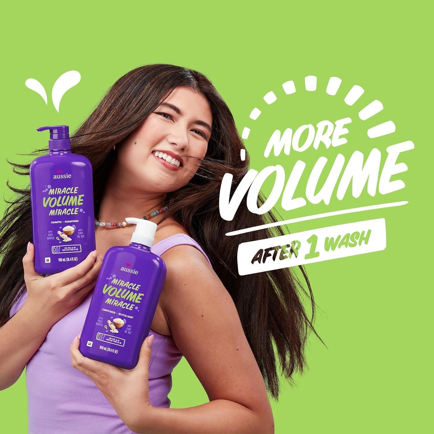 Aussie Miracle Volume With Bamboo & Kakadu Plum, Paraben Free Shampoo & Conditioner, 26.2 Fl Oz Dual Pack, 52.4 Fl Oz (Pack Of 2)