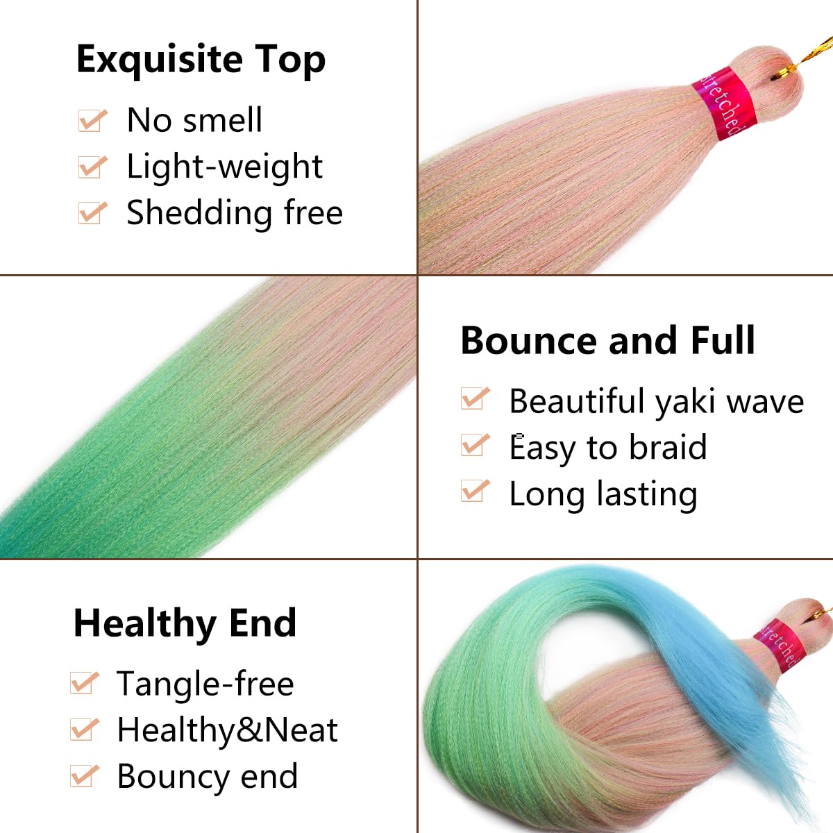 Ombre Pre Stretched Braiding Hair, 28''-3 packs Silky Color Blend Braid Hair Extensions, 100% Synthetic Crochet Hair Braids