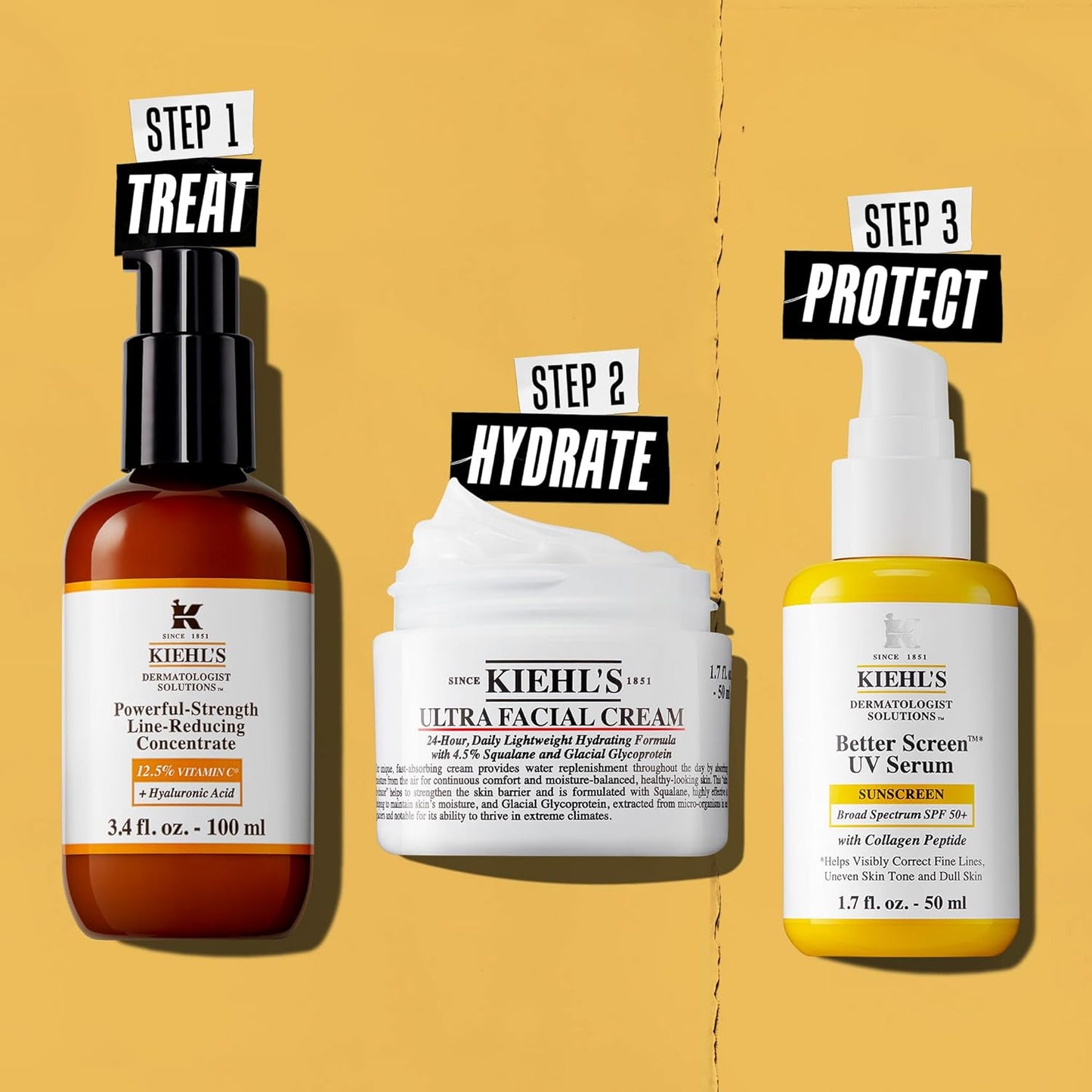 Kiehl's Powerful-Strength 12.5% Vitamin C Serum, Line-Reducing Concentrate for Face, Boosts Radiance & Firmness, Smooths & Plumps Skin, with Hyaluronic Acid, Dermatologist-Tested, Paraben-free
