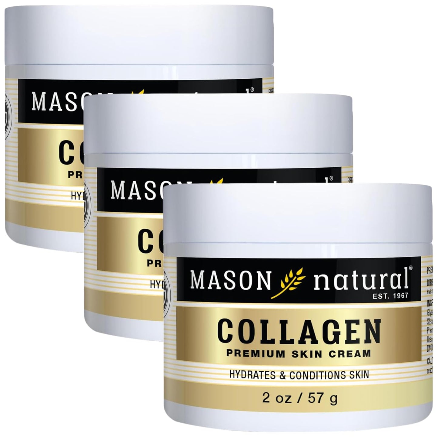 MASON NATURAL Collagen Premium Skin Cream - Anti Aging Face and Body Moisturizer, Intense Skin Hydration and Firmness, Pear Scent, Paraben Free, 2 OZ (4-Pack)
