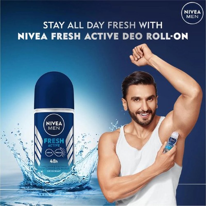 NIVEA FRESH ACTIVE, ROLL-ON – FREE ALCOHOL, ANTIPERSPIRANT DEODORANT, 48 HOURS PROTECTION, 1.7 OZ (Pack of 6) ,3