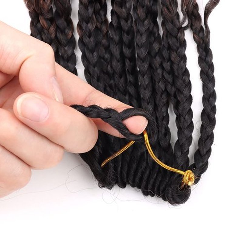 LMZIM 14 Inch Goddess Box Braids Crochet Hair Bohomian Crochet Box Braids Curly Ends 8 Pack 3X Crochet Braids Synthetic Braiding Hair Extension (14inch, 53#)