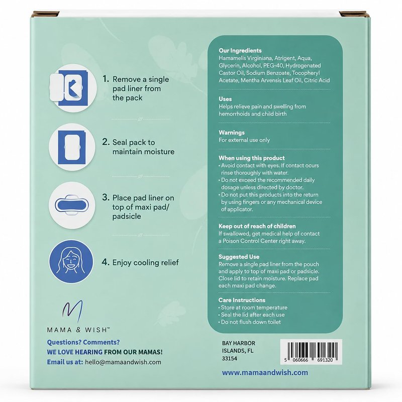 Mama & Wish Witch Hazel Foam and Pad Liners Bundle - Postpartum Essentials