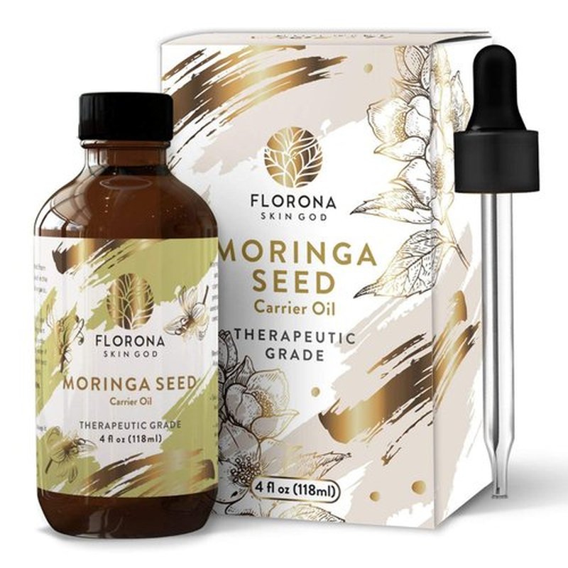 Florona Moringa Oil 100% Pure & Natural - 4 fl oz, for Hair, Face & Skin Care