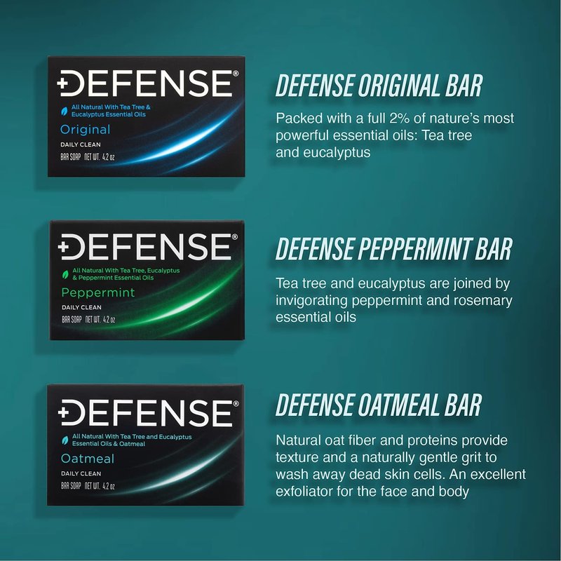 Defense Soap 2pk All Natural Oatmeal Bar Soap for Men | Made by Wrestlers with Tea Tree Oil & Eucalyptus Oil to Promote Healthy Skin