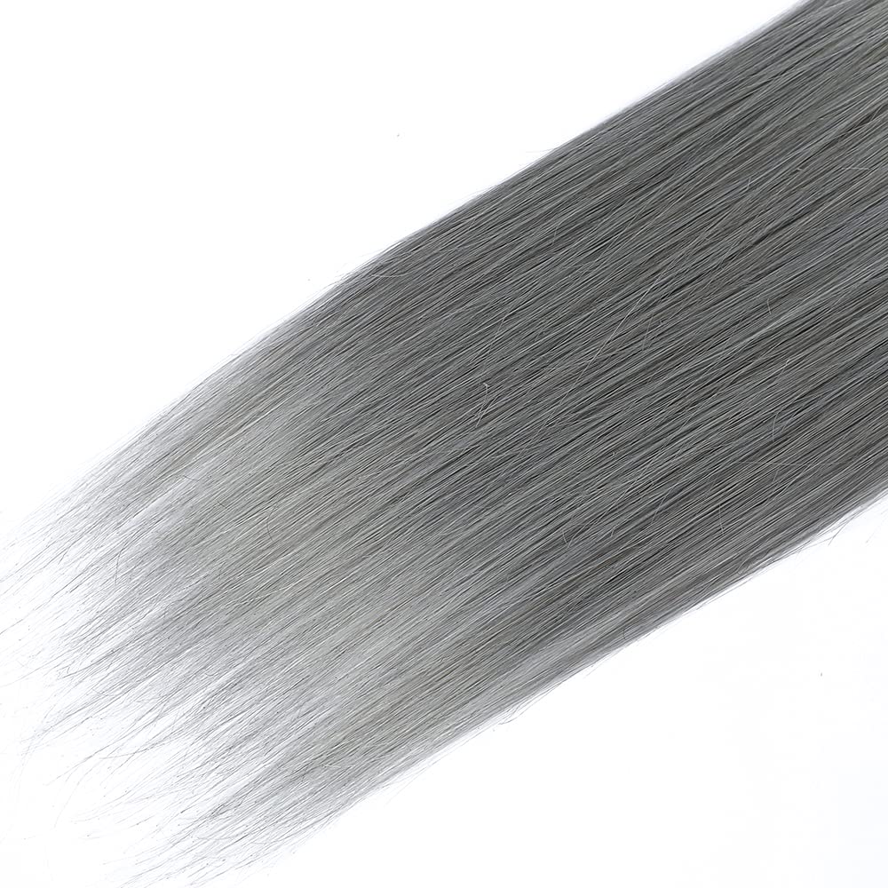 Gray Bundles Human Hair Ombre Straight Human Hair Bundles Brazilian Unprocessed Virgin Hair 3 Bundles 18 20 22 Inch Two Tone Silver Straight Bundles Hair Weave Dark Roots